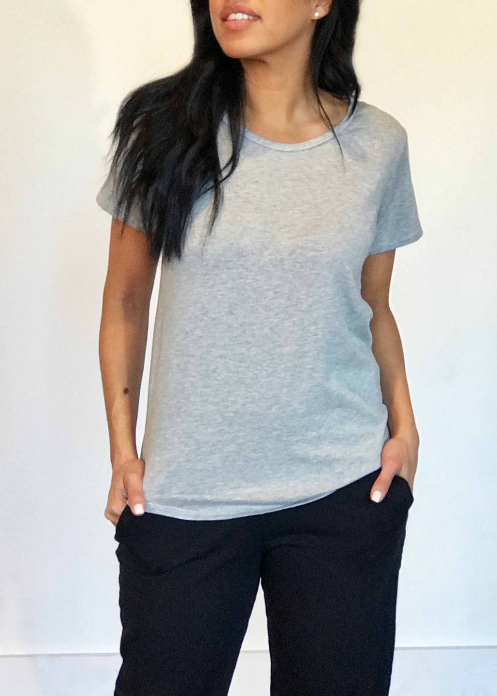 plume and thread-tops-grey-billie tee-front